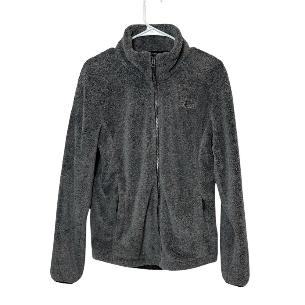 The North Face Women’s Medium Gray Full Zip Fleece Jacket Soft Cozy Logo Size M